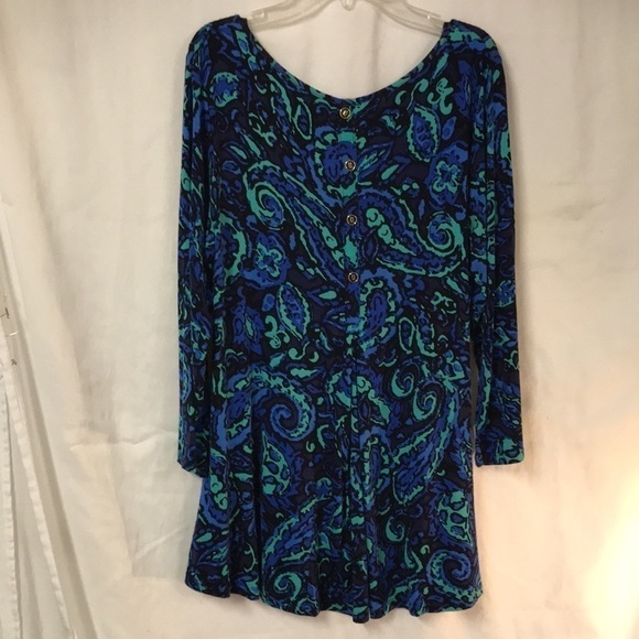 Cable & Gauge Women’s Tunic Top L Blue Green Swing Style Buttons in Back Soft - Picture 4 of 10
